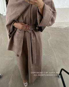 3 in 1 Coat Abaya- Brown