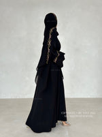 Load image into Gallery viewer, A/C Rosette Abaya with Maxi Hijab- Black
