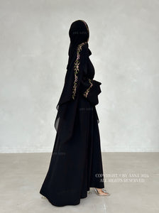 A/C Rosette Abaya with Maxi Hijab- Black