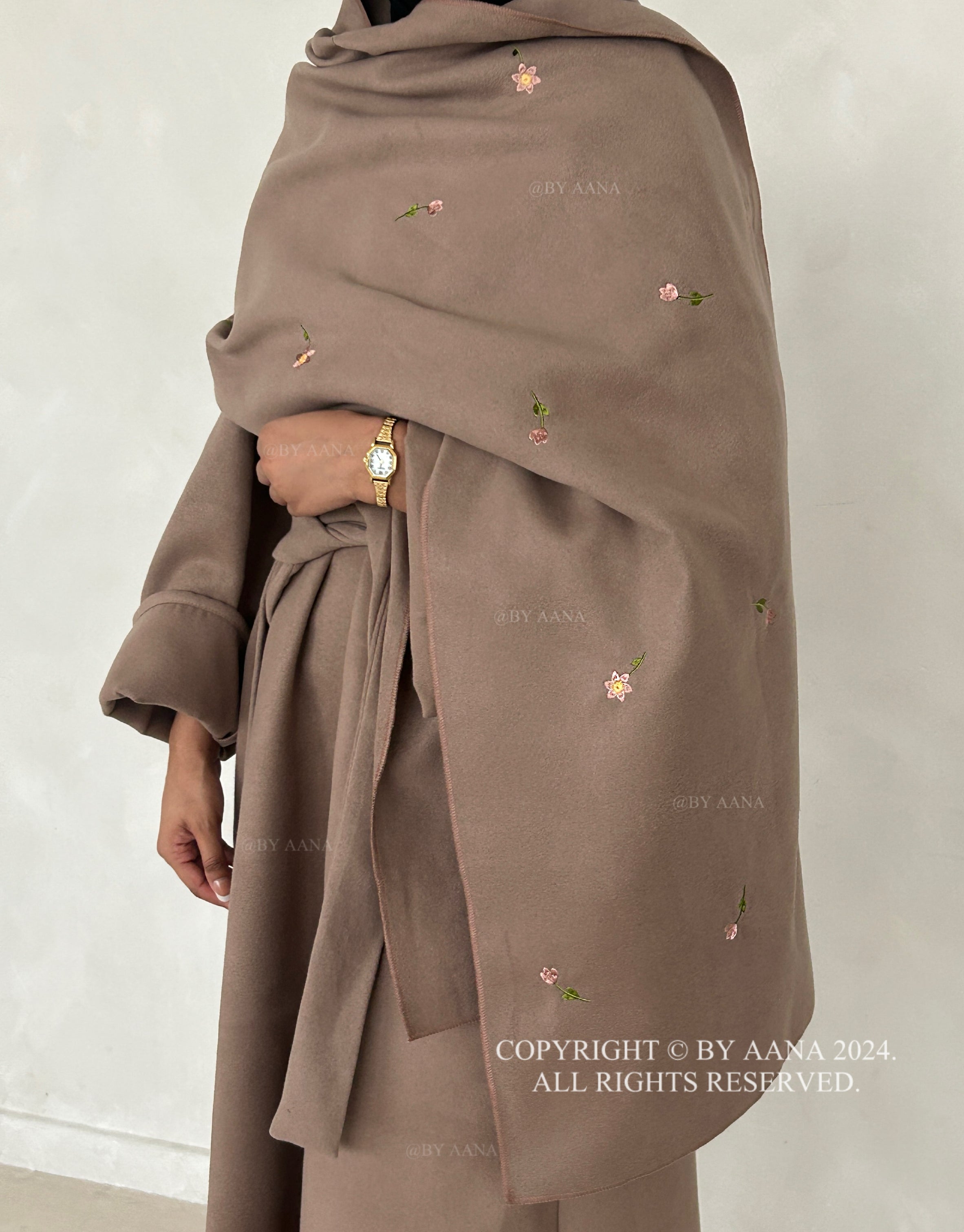 3 in 1 Coat Abaya- Brown