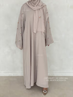 Load image into Gallery viewer, Flower And Tulip Abaya- Greige
