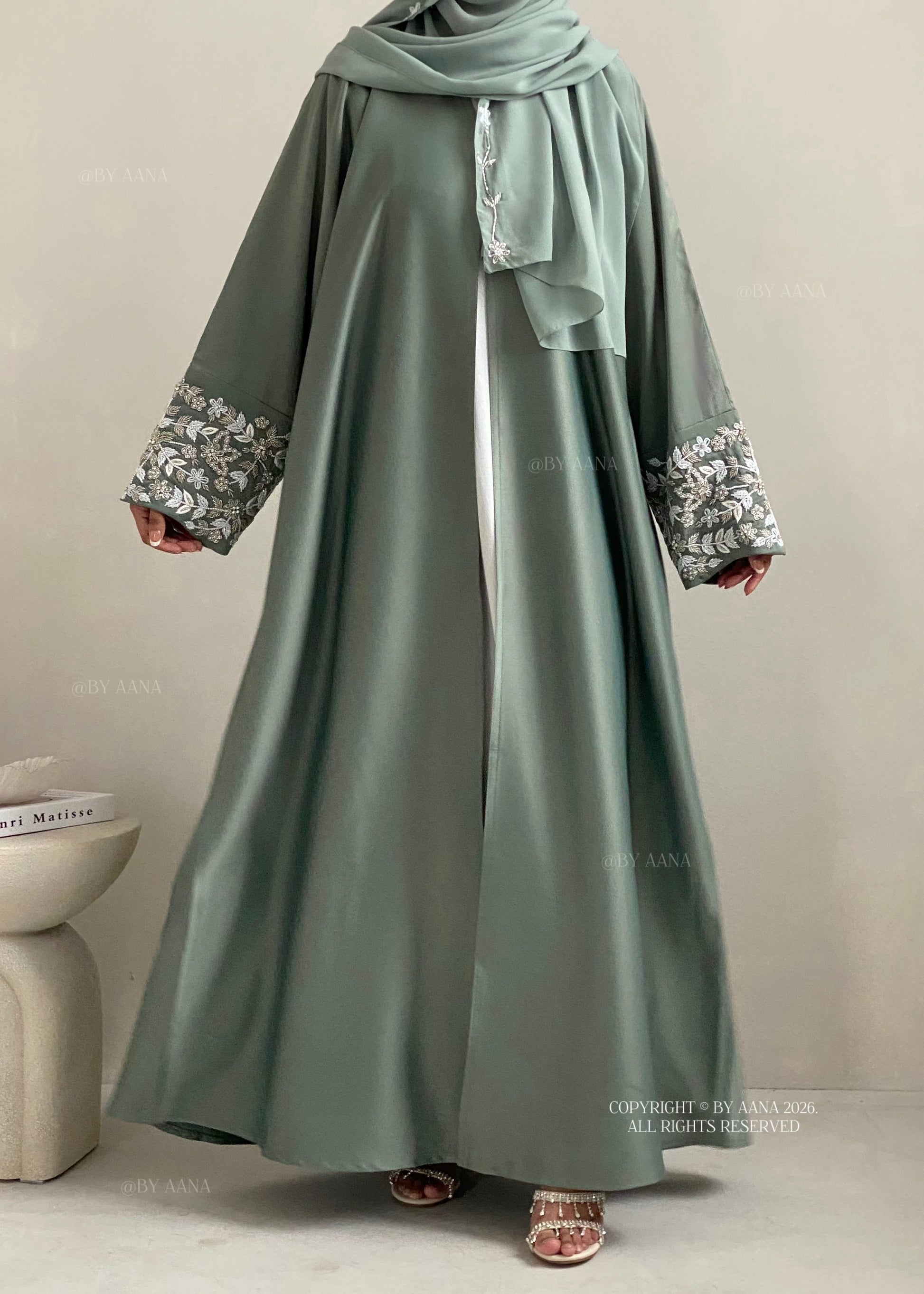 Frosted Dream Abaya- Sea Green