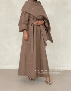 3 in 1 Coat Abaya- Brown