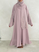 Load image into Gallery viewer, A/C Flower &amp; Tulip Closed Abaya with Maxi Hijab- Mauve Pink
