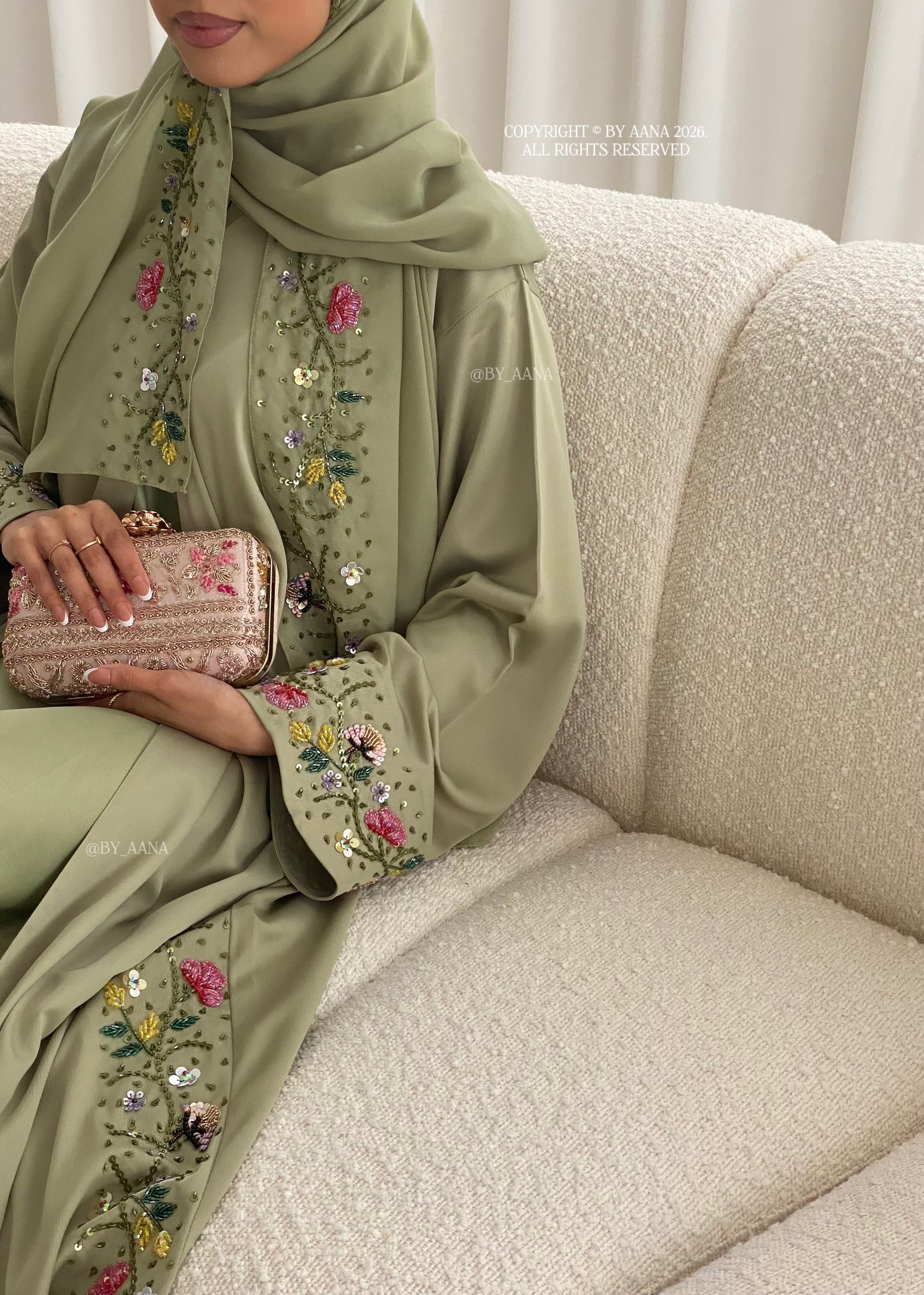 Elara Abaya- 3 Piece Set (Slip dress included)