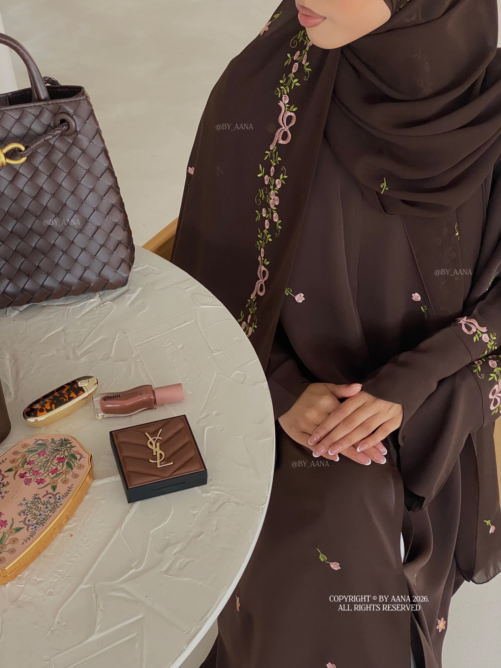 Rosette X Flower & Tulip Abaya With Maxi Hijab
