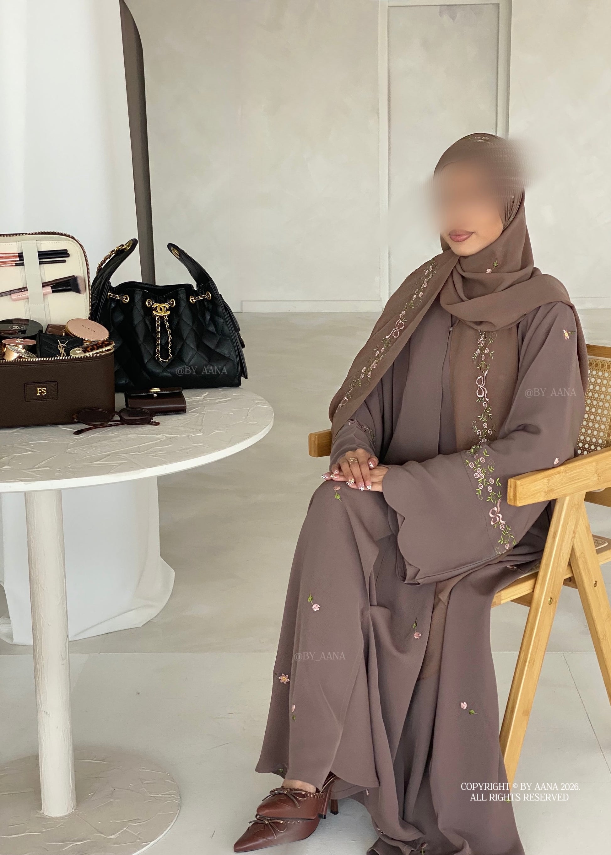 Rosette X Flower & Tulip Abaya With Maxi Hijab