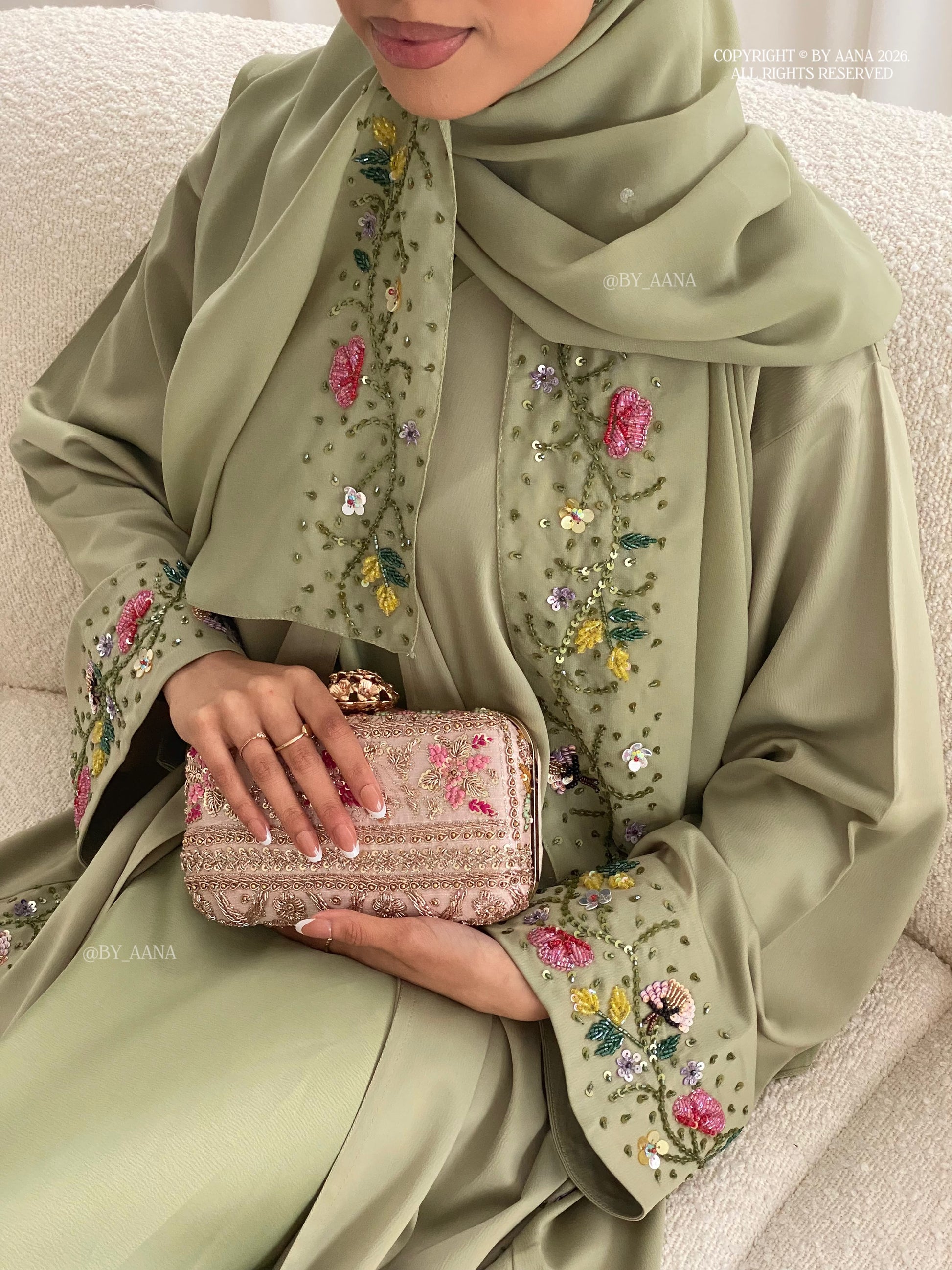 Elara Abaya- 3 Piece Set (Slip dress included)