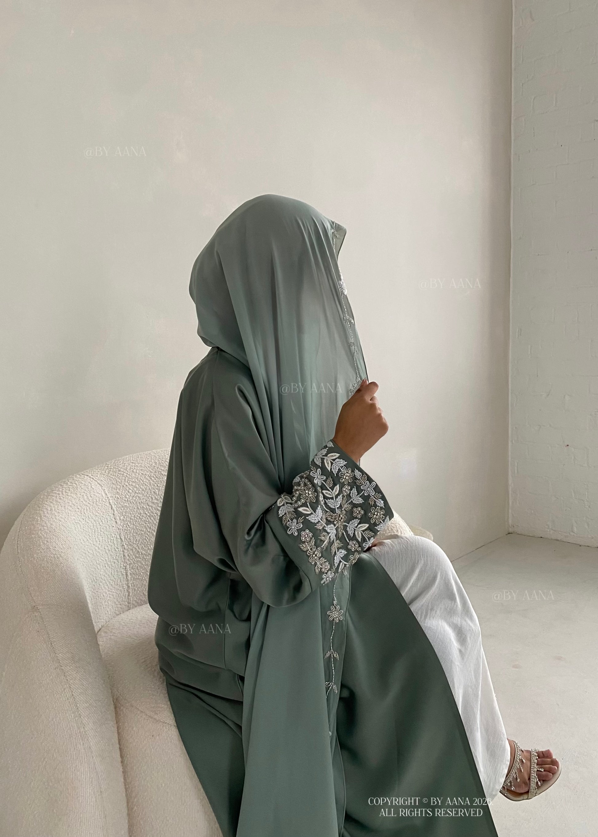 Frosted Dream Abaya- Sea Green