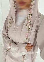 Load image into Gallery viewer, Rosette Abaya with Maxi Hijab-Greige
