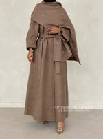 Load image into Gallery viewer, 3 in 1 Coat Abaya- Brown
