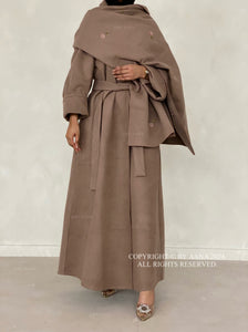 3 in 1 Coat Abaya- Brown