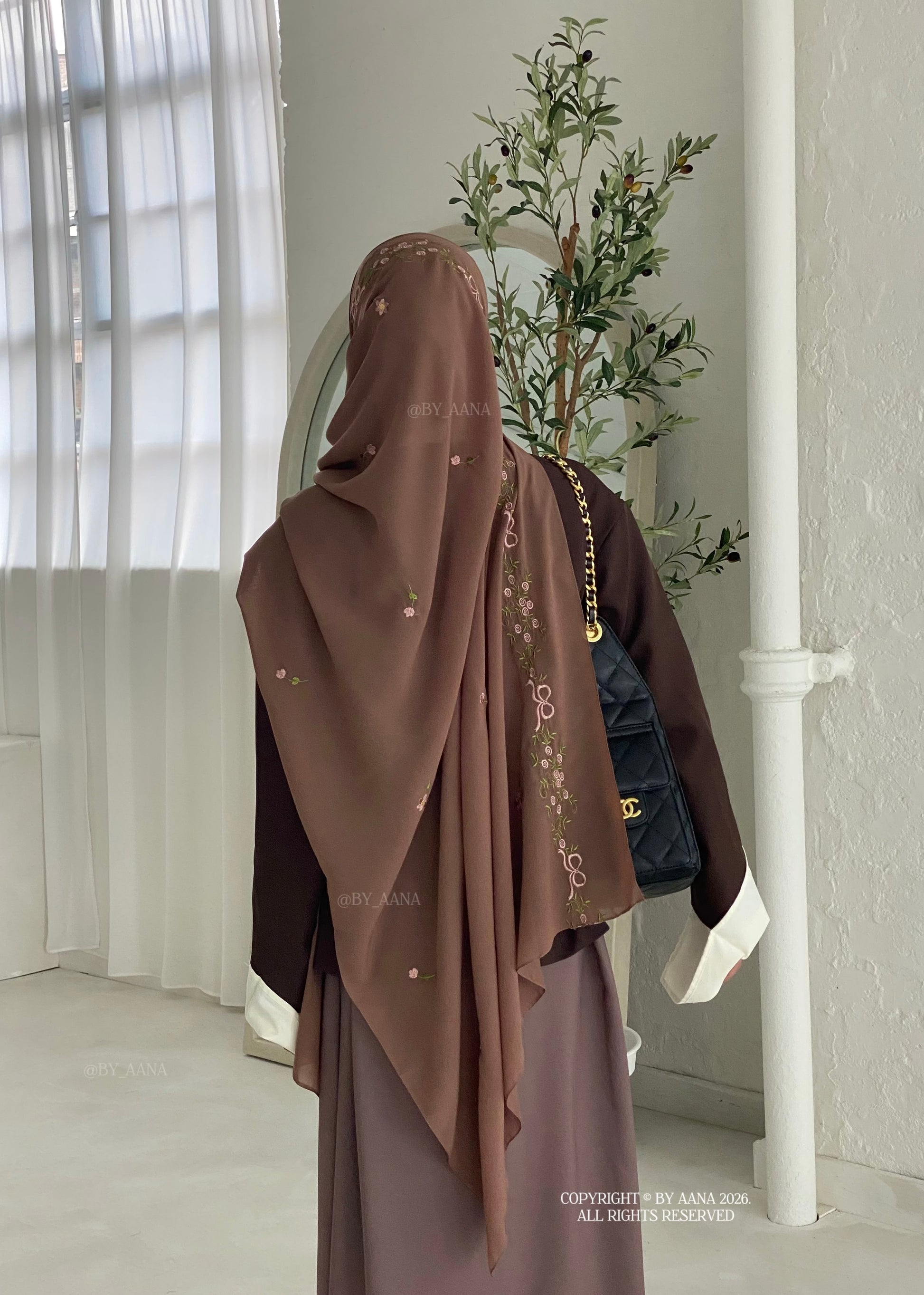 Hijab Rosette x Flower & Tulip Maxi- Honey Brown