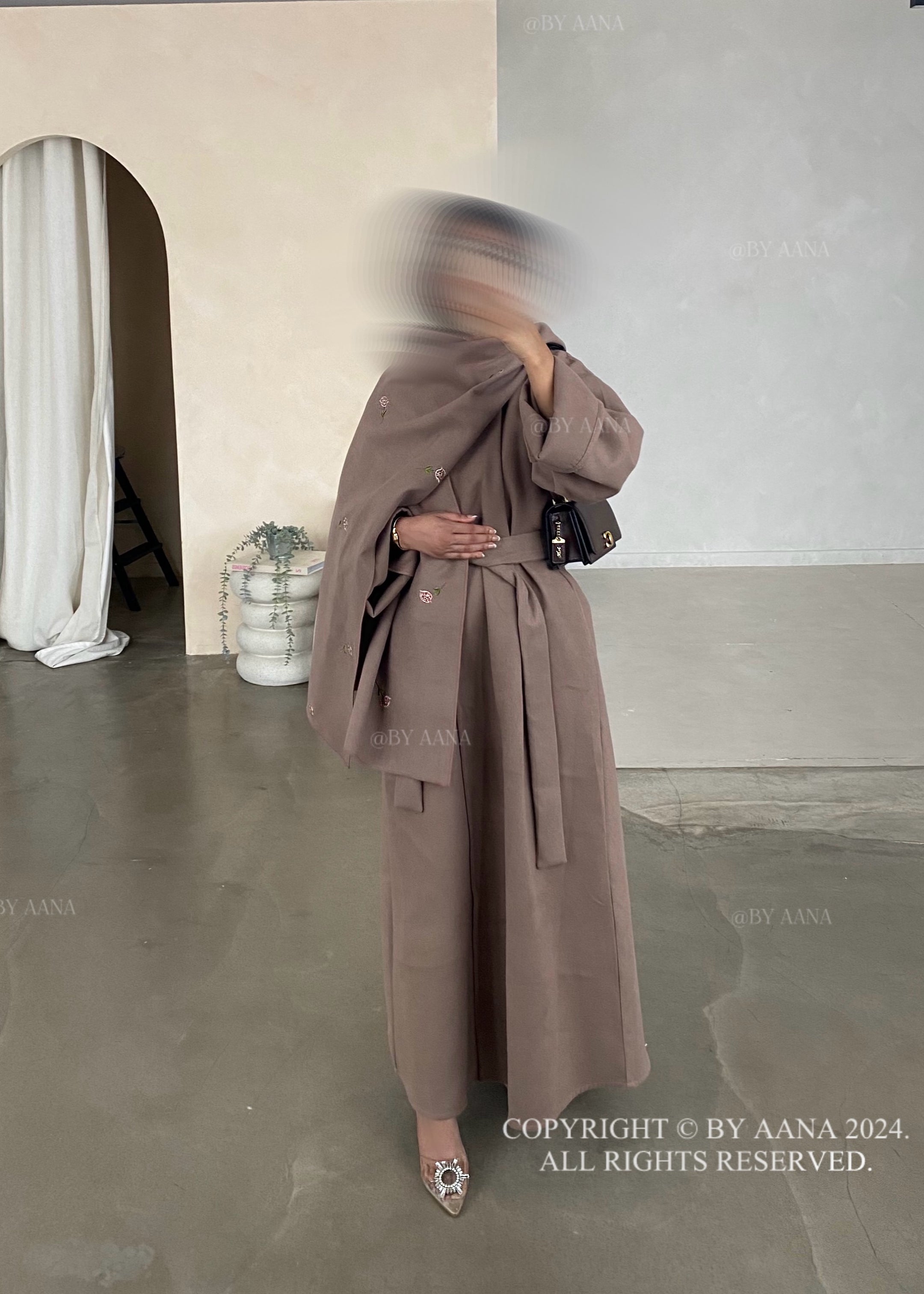 3 in 1 Coat Abaya- Brown