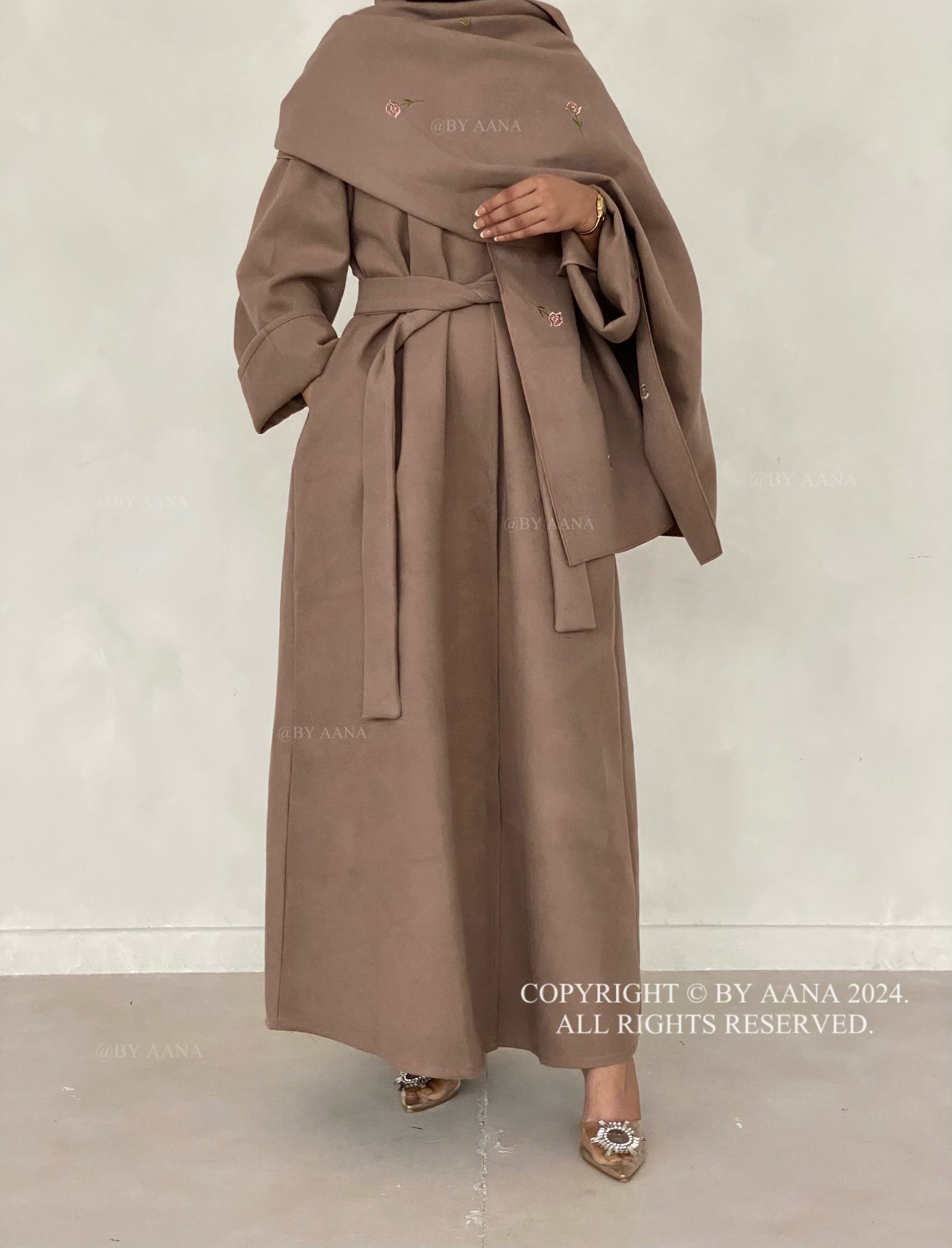 3 in 1 Coat Abaya- Brown