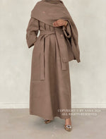 Load image into Gallery viewer, 3 in 1 Coat Abaya- Brown
