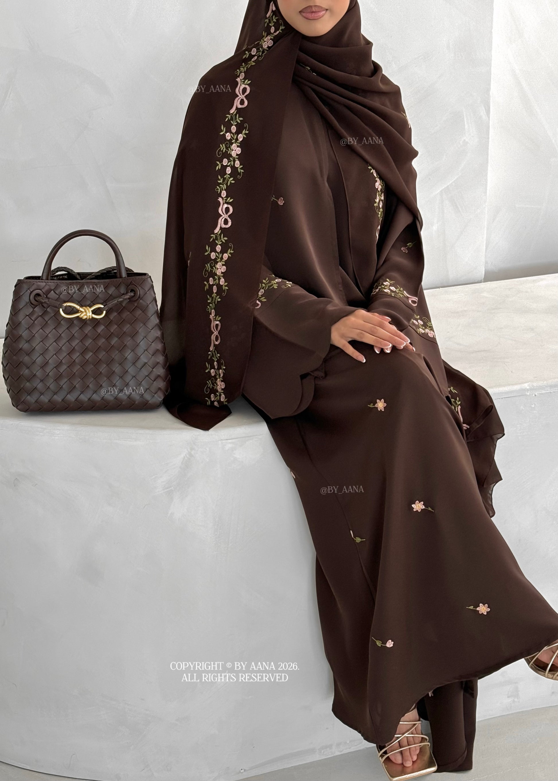 Rosette X Flower & Tulip Abaya With Maxi Hijab