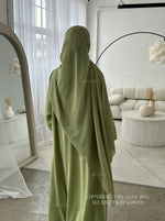 Load image into Gallery viewer, Rosette Abaya with Maxi Hijab- Pistachio
