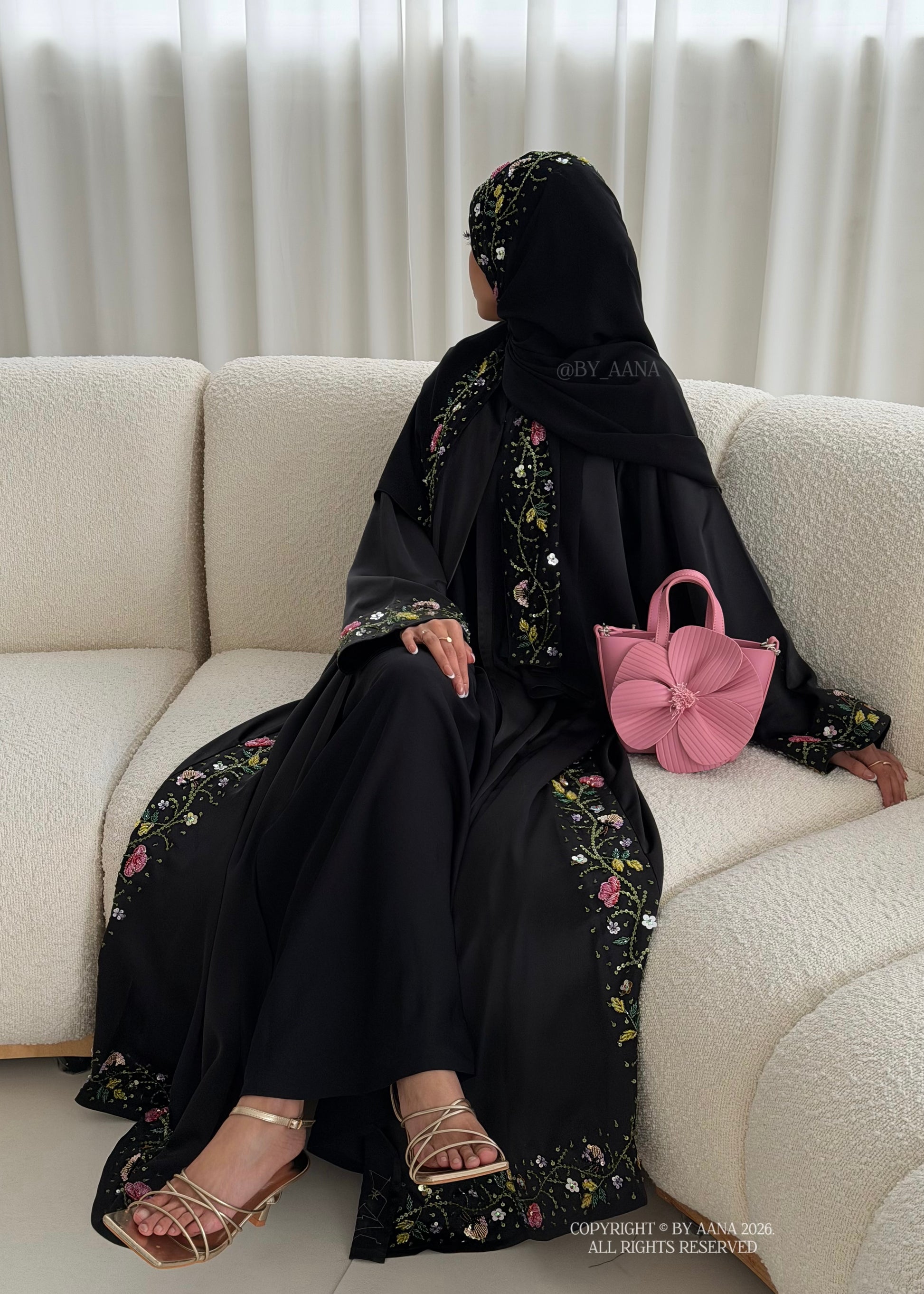 Elara Abaya- 3 Piece Set (Slip dress included)