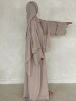 Load image into Gallery viewer, Rosette Abaya with Maxi Hijab-Greige
