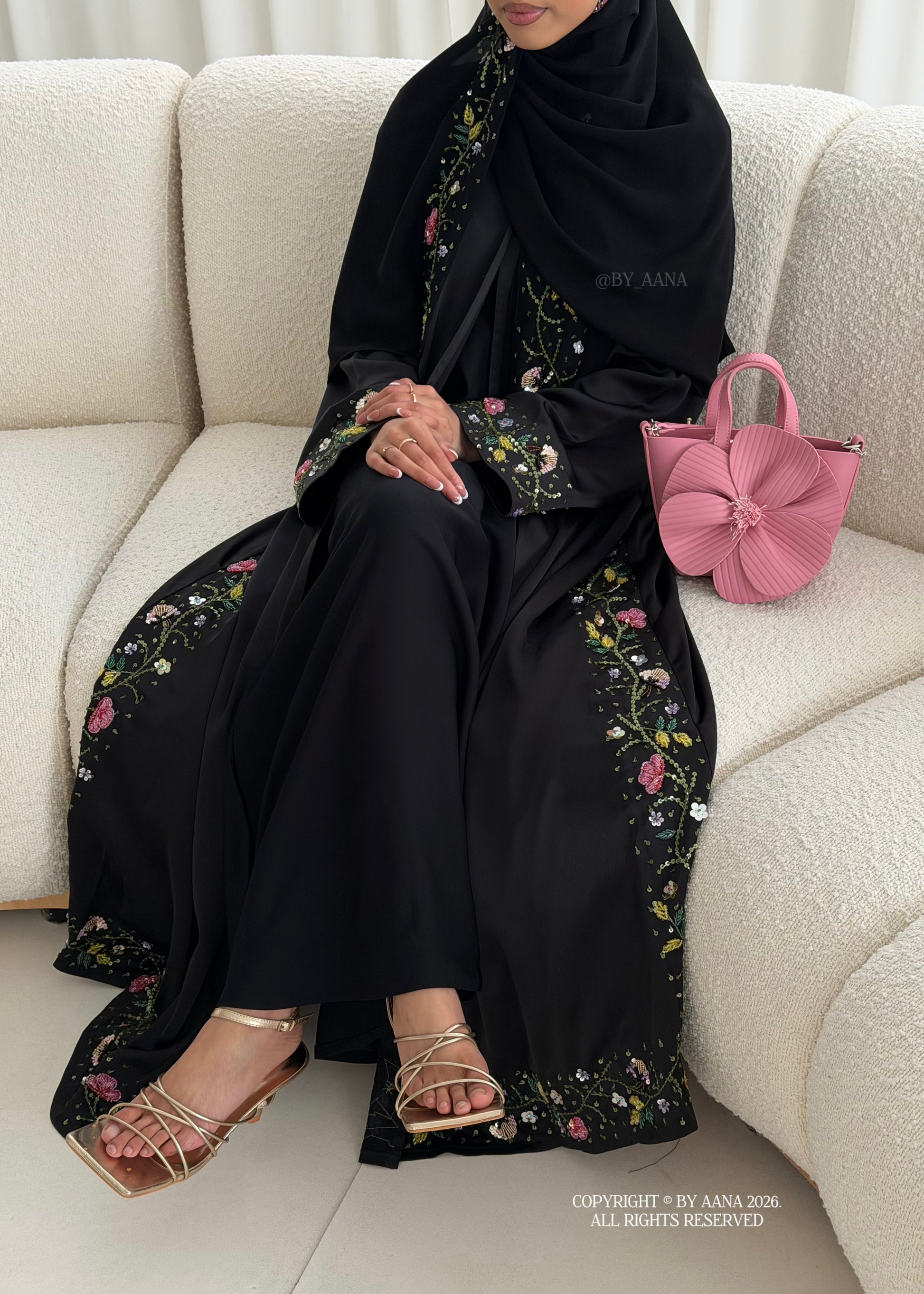 Elara Abaya- 3 Piece Set (Slip dress included)