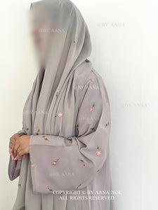 Flower And Tulip Abaya- NEW ‘Grey’ Shade