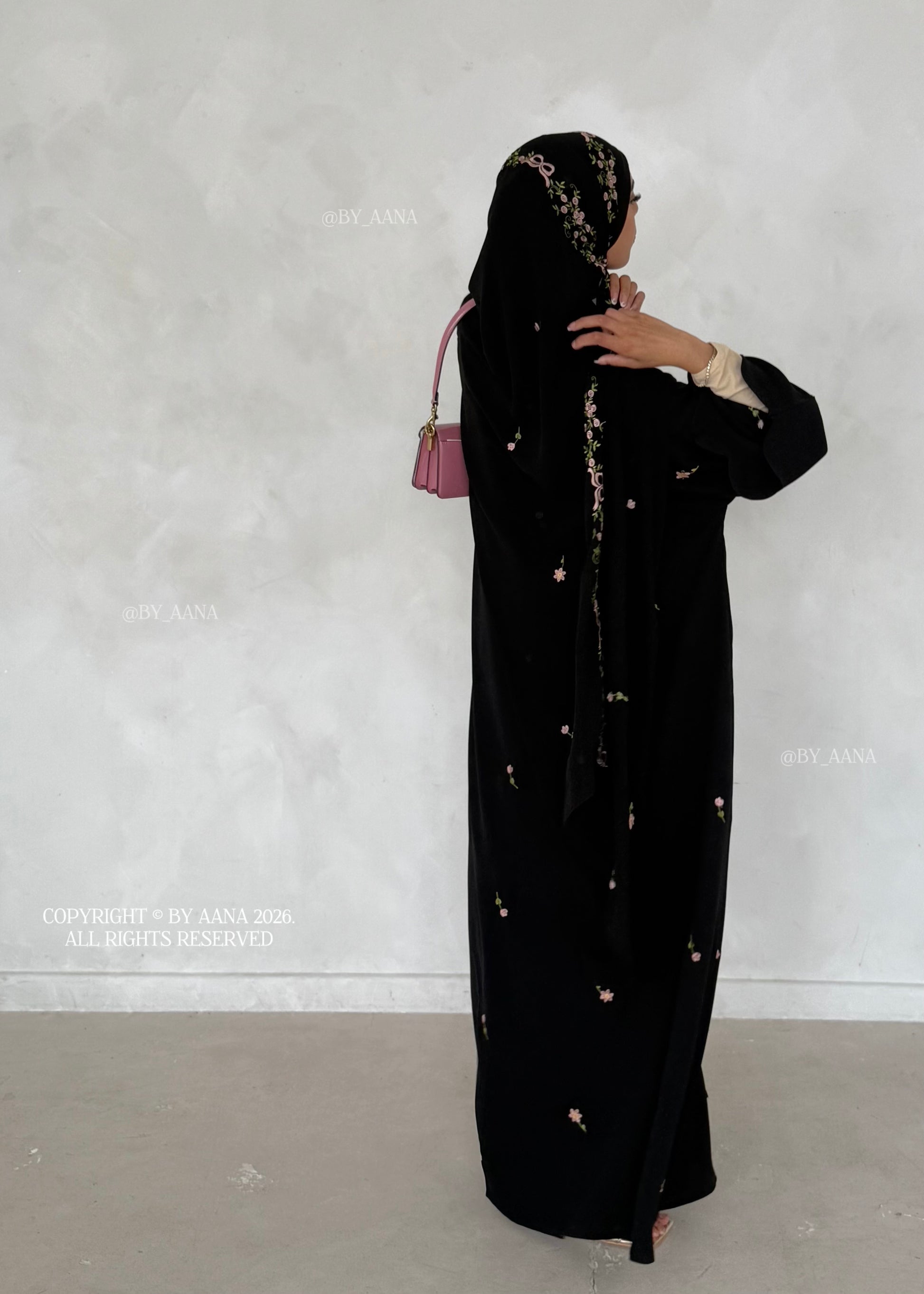Rosette X Flower & Tulip Abaya With Maxi Hijab