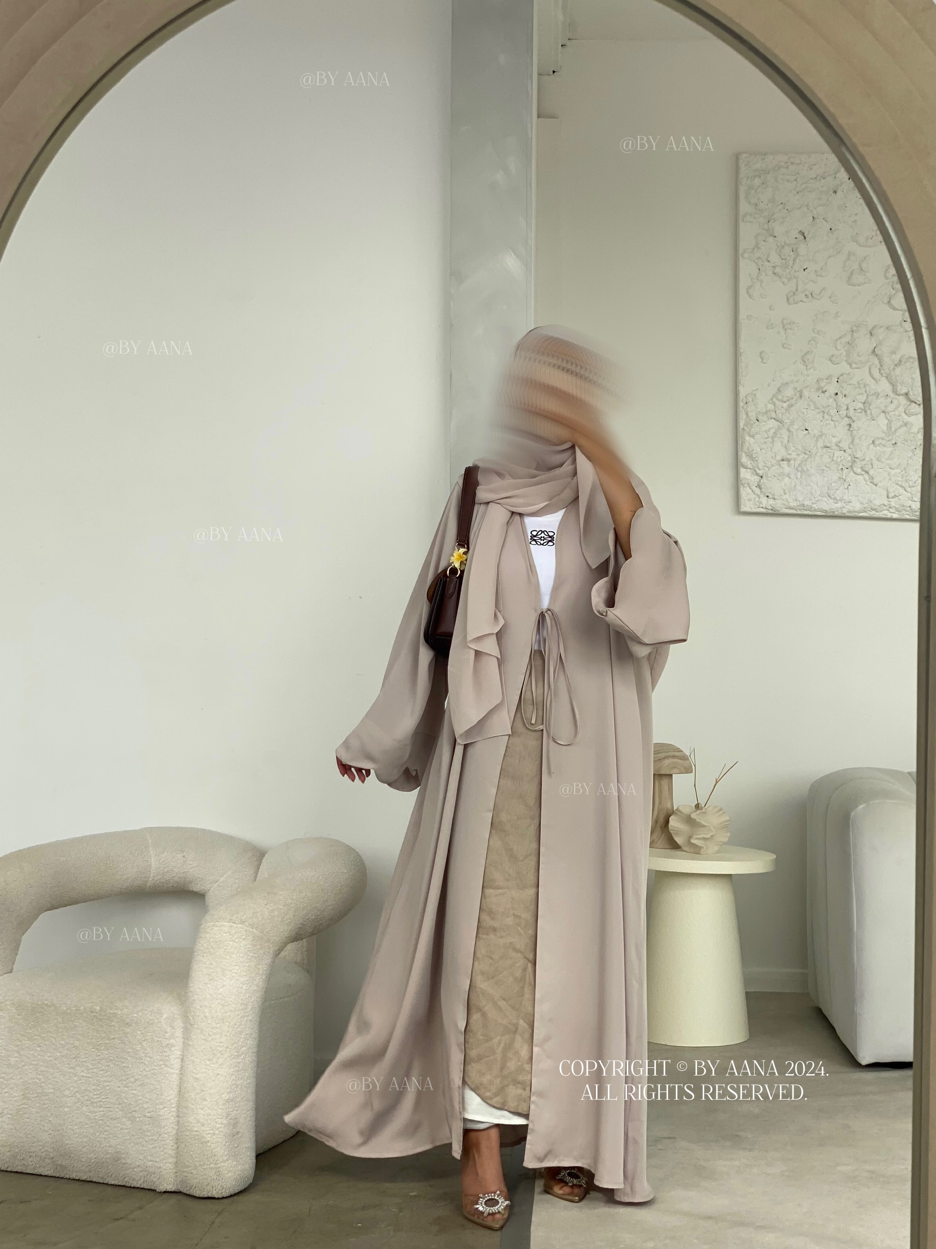 Forget Me Knot Abaya- Greige