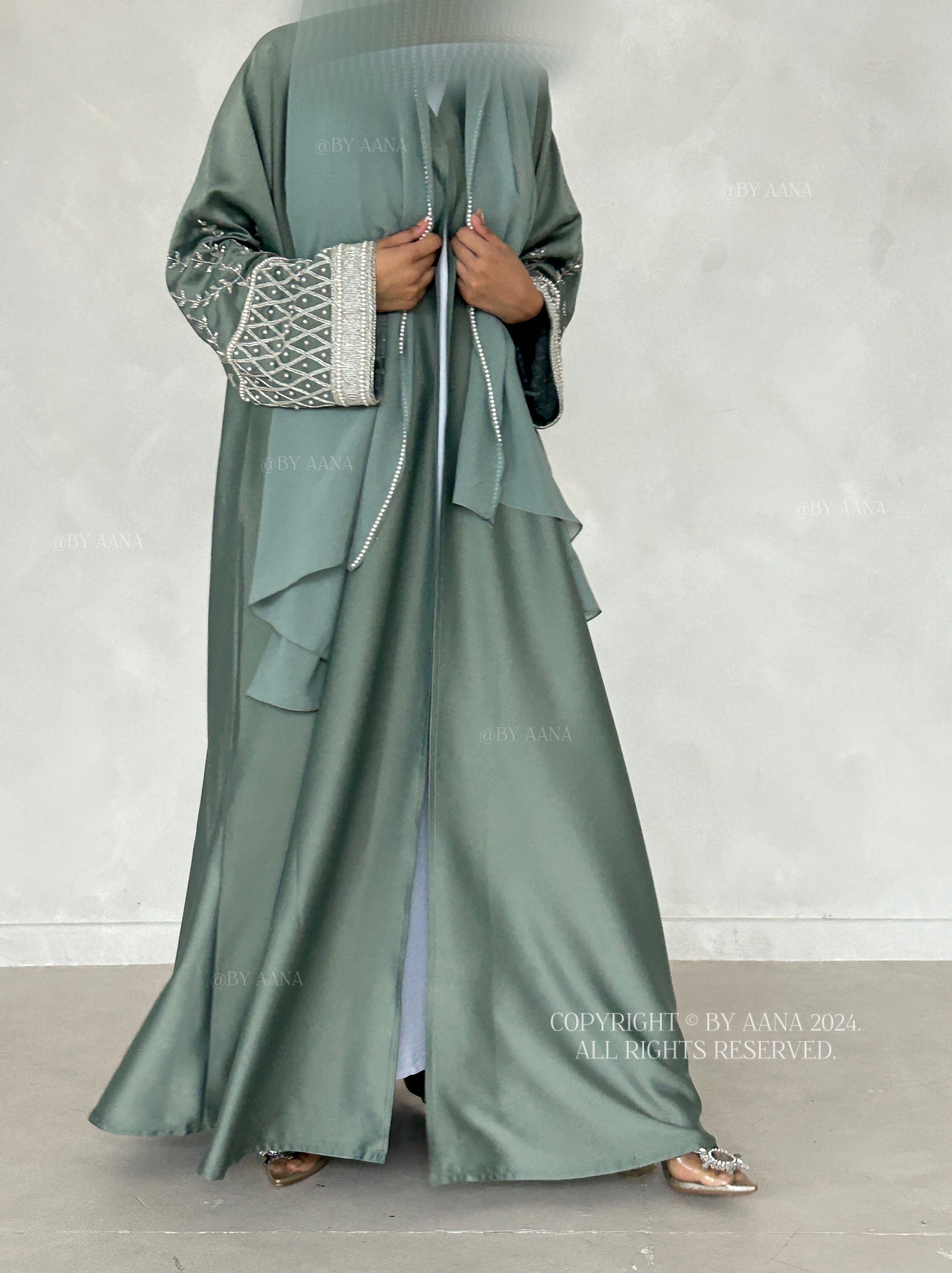 Lulu Open Abaya- Sea Green