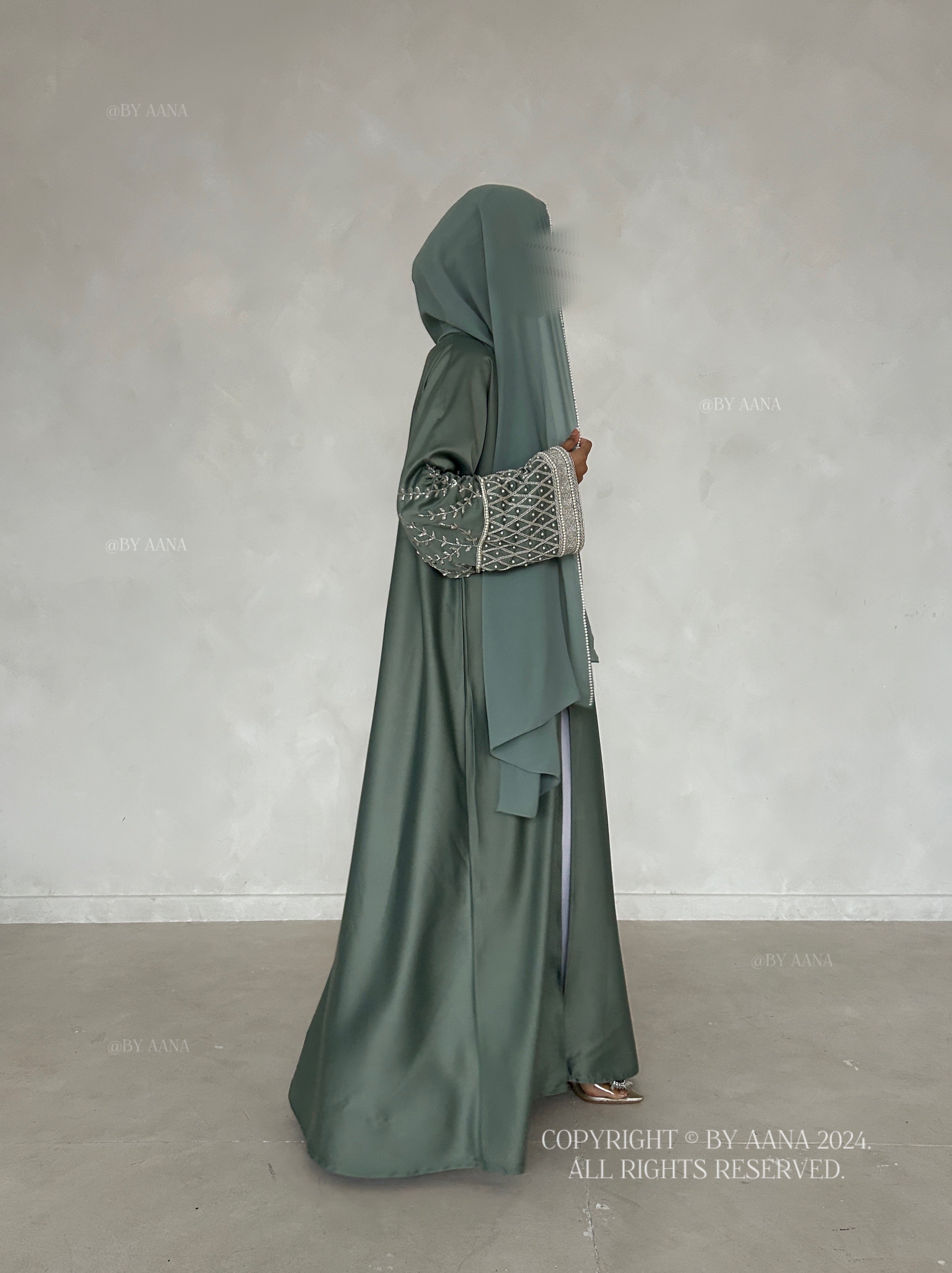 Lulu Open Abaya- Sea Green