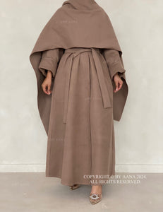 3 in 1 Coat Abaya- Brown