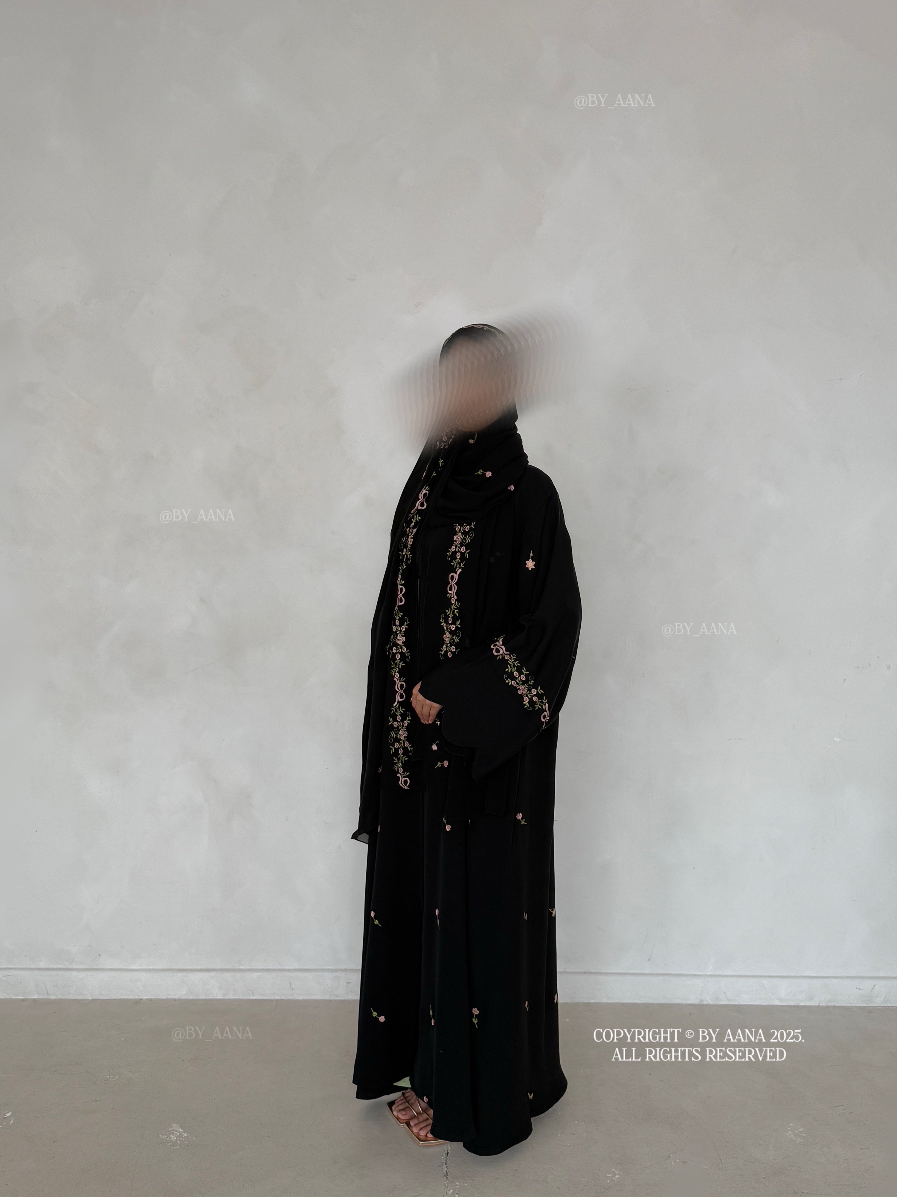 A/C Rosette X Flower And Tulip With Maxi Hijab- Black
