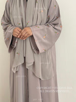 Load image into Gallery viewer, Flower And Tulip Abaya- NEW ‘Grey’ Shade
