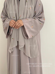 Flower And Tulip Abaya- NEW ‘Grey’ Shade