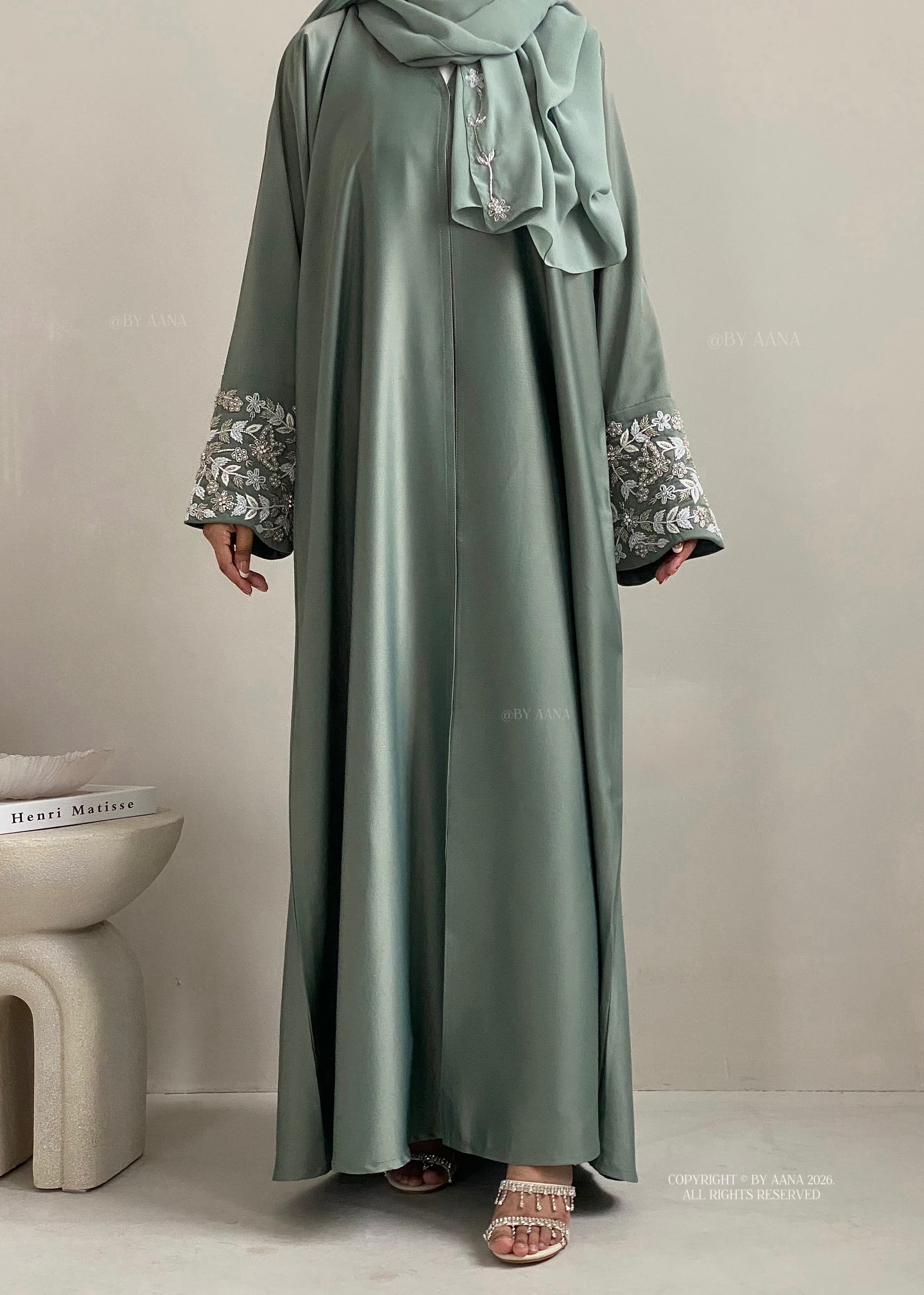 Frosted Dream Abaya- Sea Green