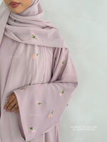 Load image into Gallery viewer, A/C Flower &amp; Tulip Closed Abaya with Maxi Hijab- Mauve Pink
