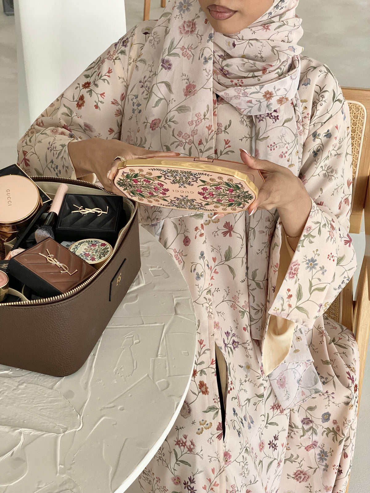 Maple- Cream Printed Abaya