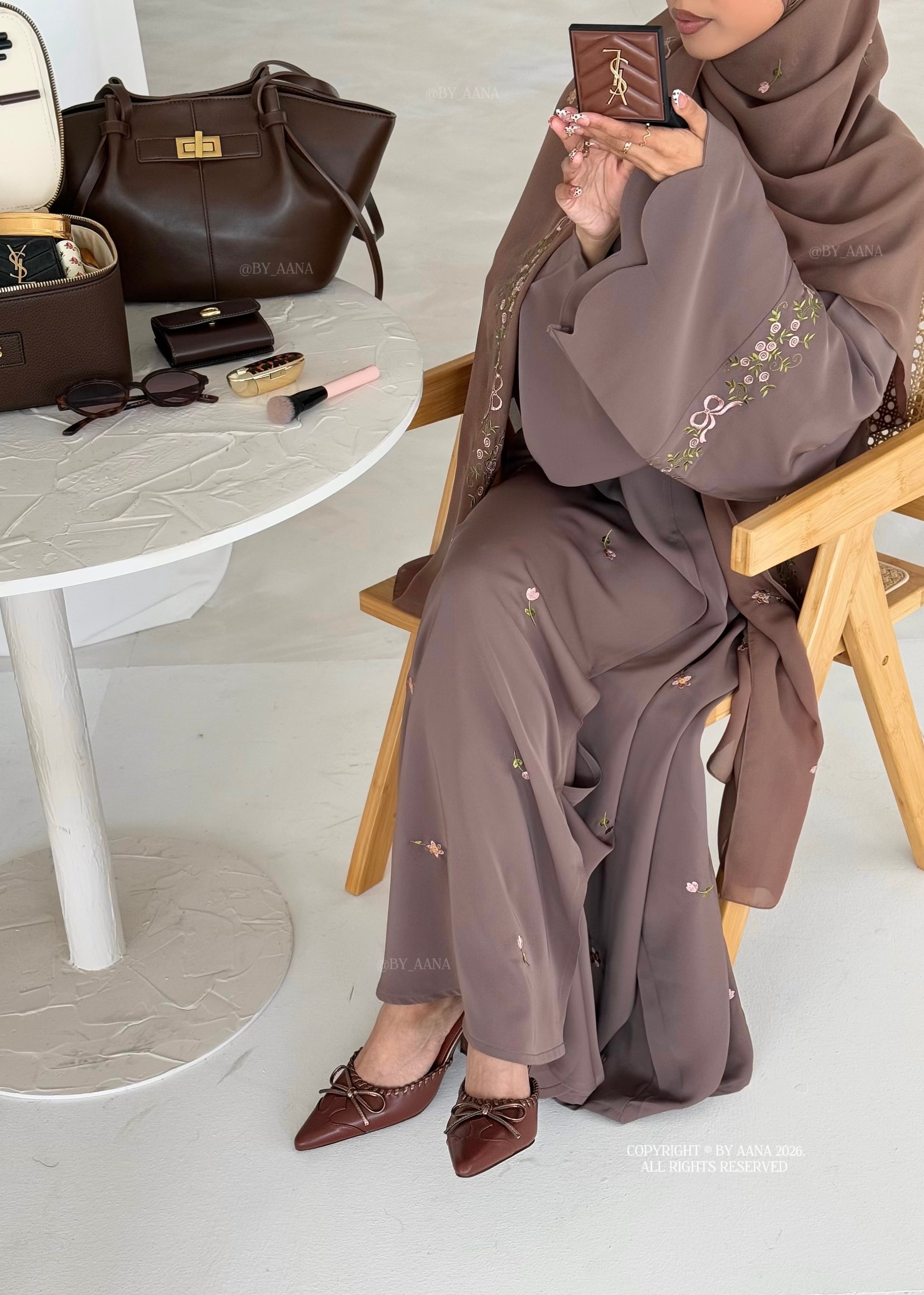 Rosette X Flower & Tulip Abaya With Maxi Hijab