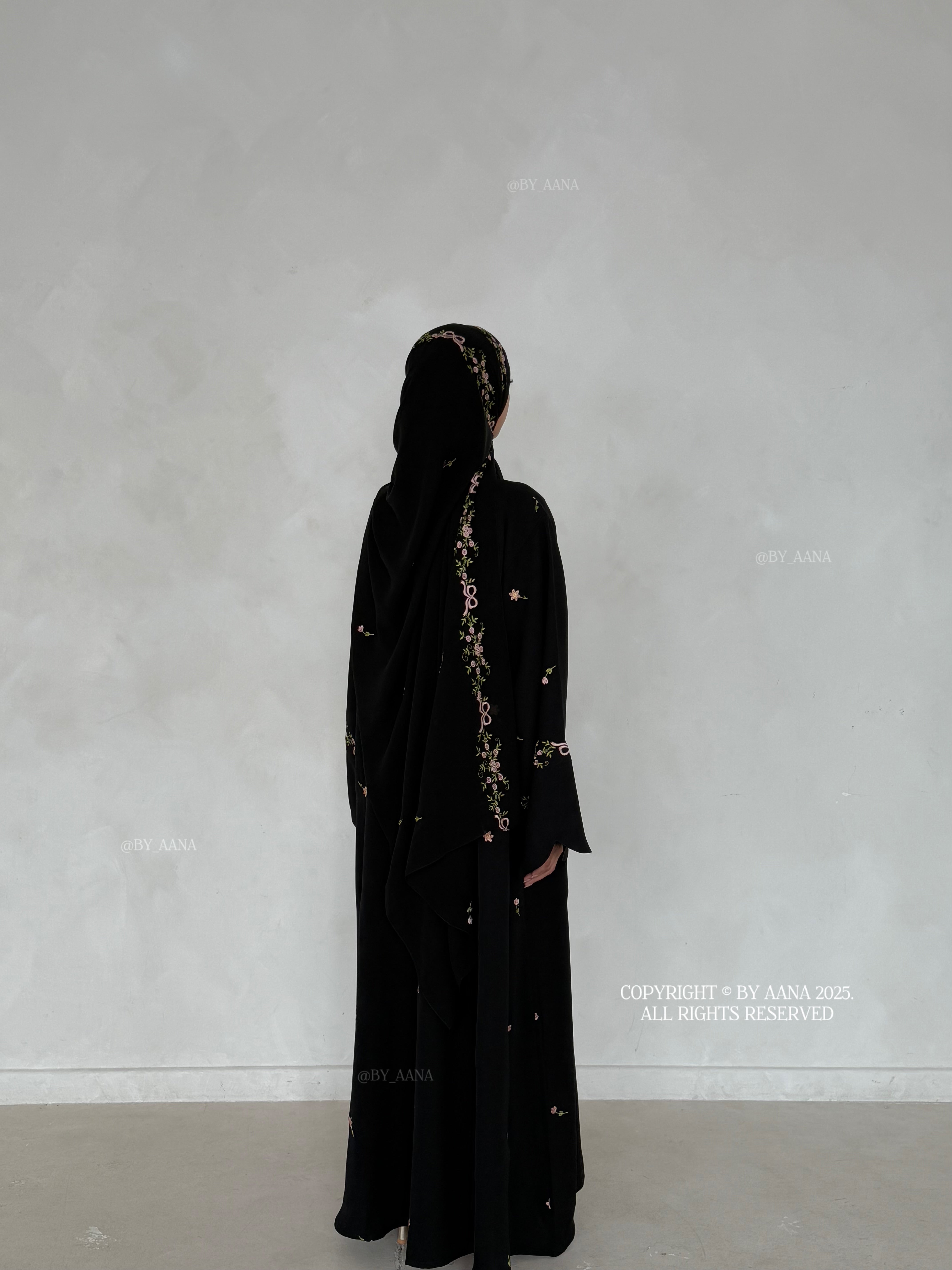 A/C Rosette X Flower And Tulip With Maxi Hijab- Black