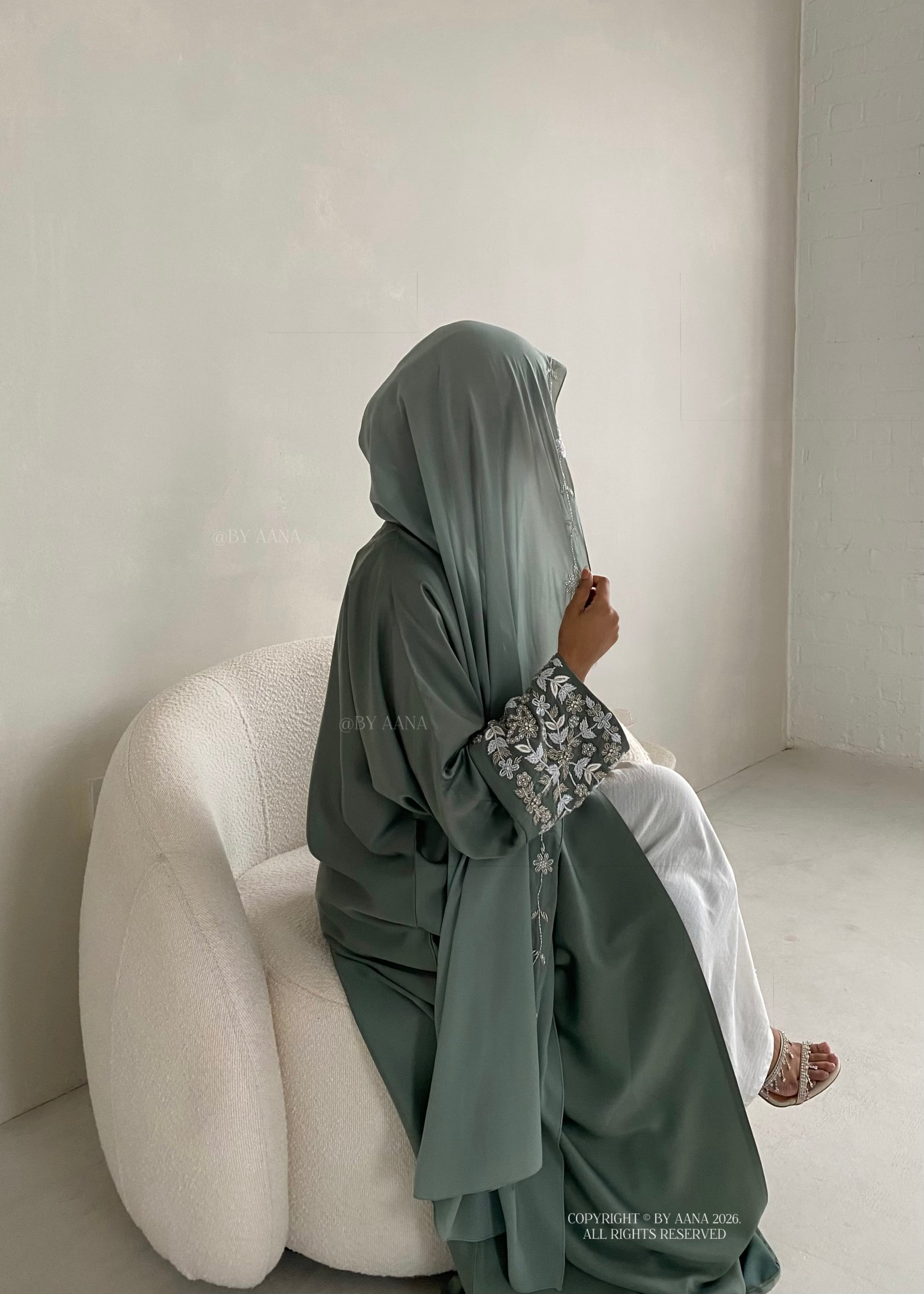 Frosted Dream Abaya- Sea Green