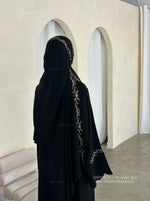 Load image into Gallery viewer, A/C Rosette Abaya with Maxi Hijab- Black
