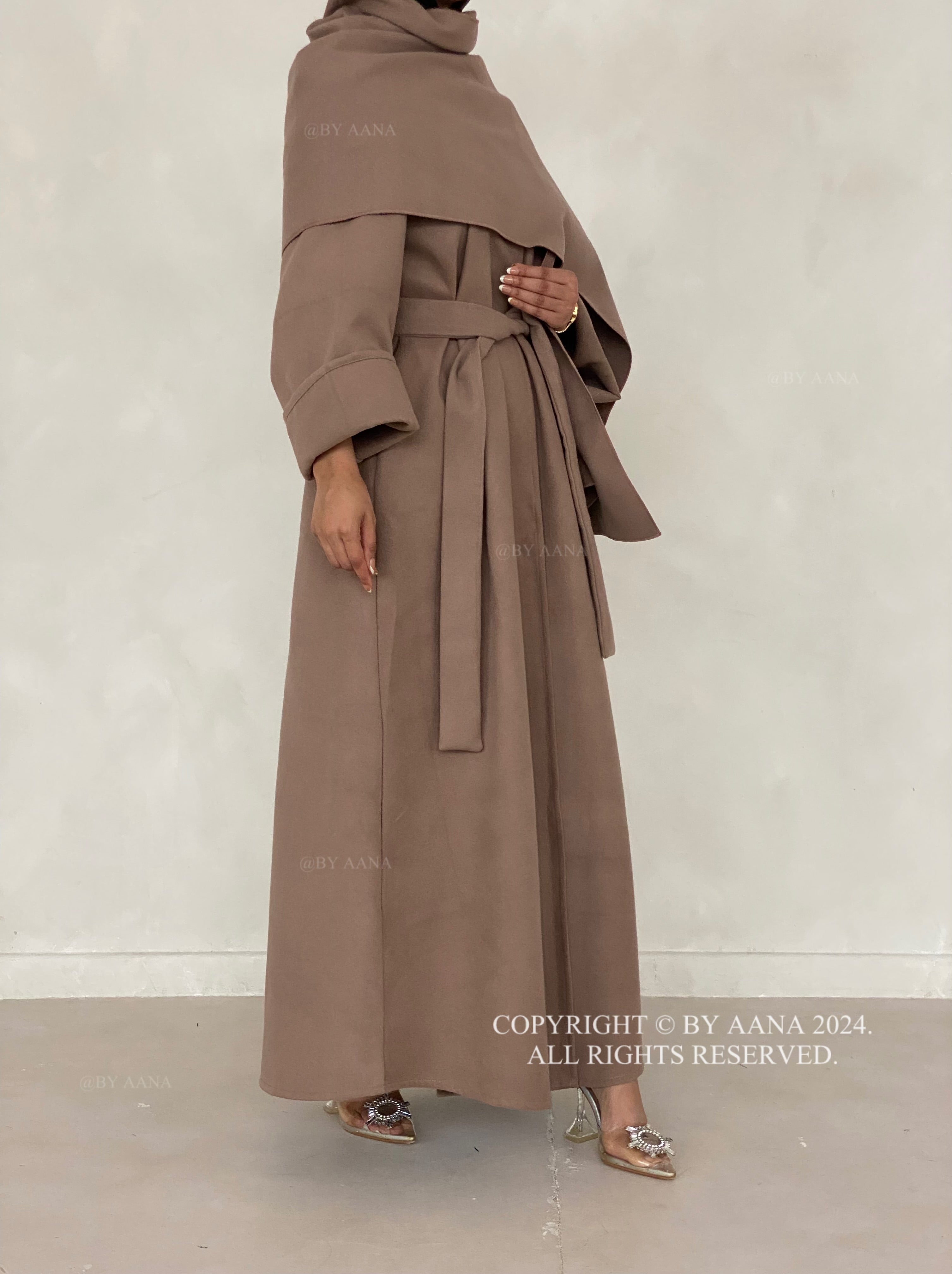 3 in 1 Coat Abaya- Brown