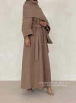 Load image into Gallery viewer, 3 in 1 Coat Abaya- Brown
