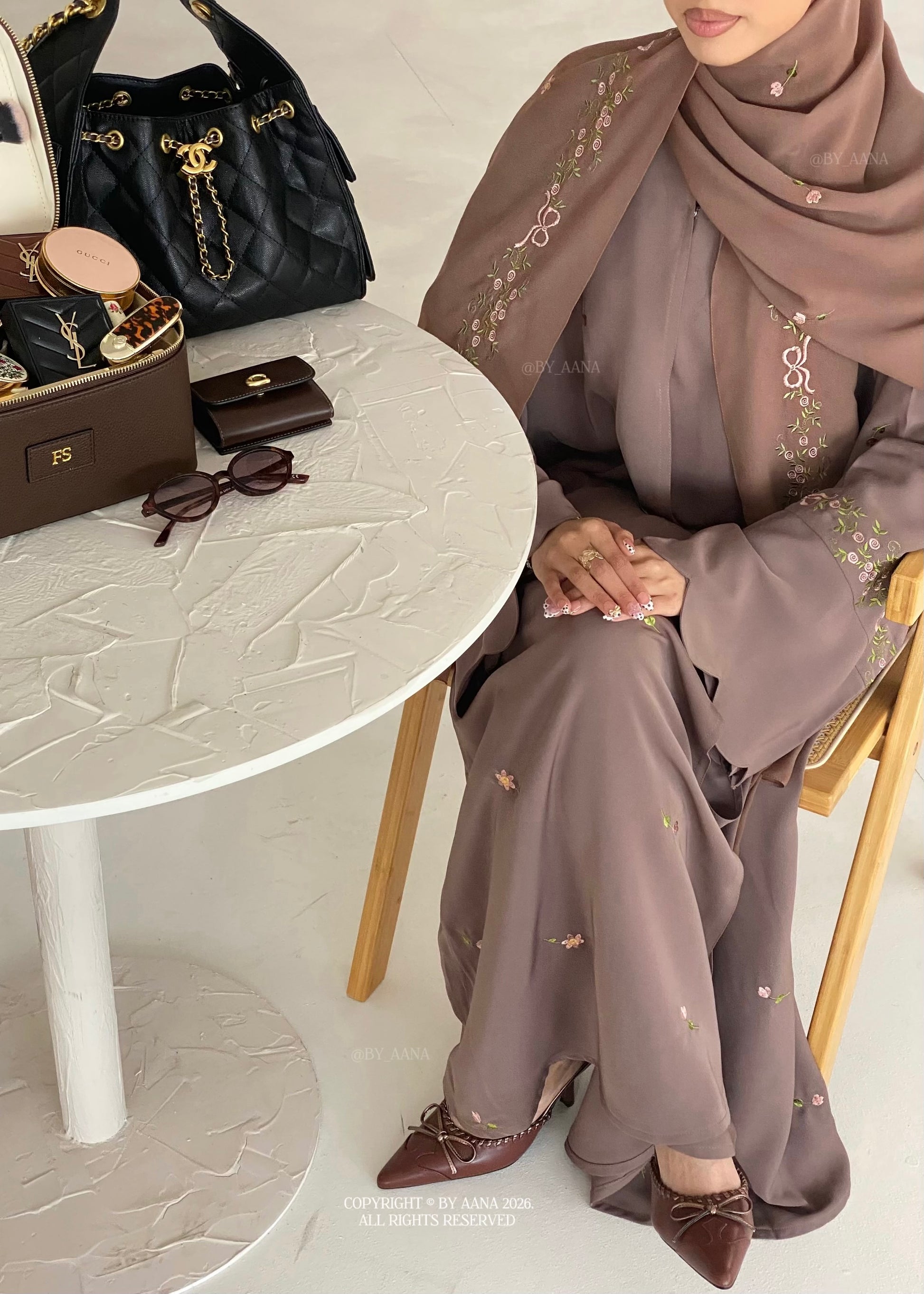 Rosette X Flower & Tulip Abaya With Maxi Hijab