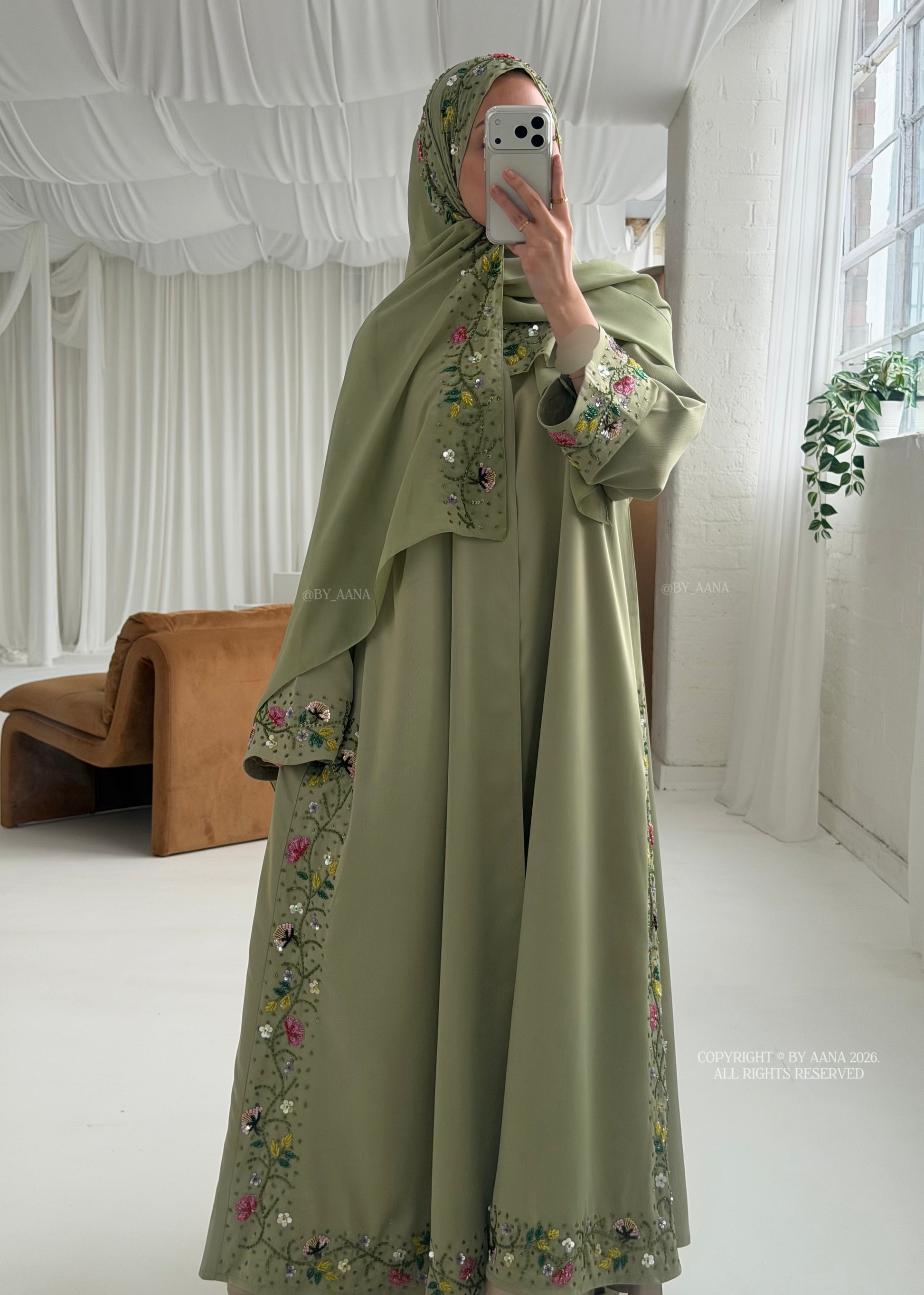 Elara Abaya- 3 Piece Set (Slip dress included)