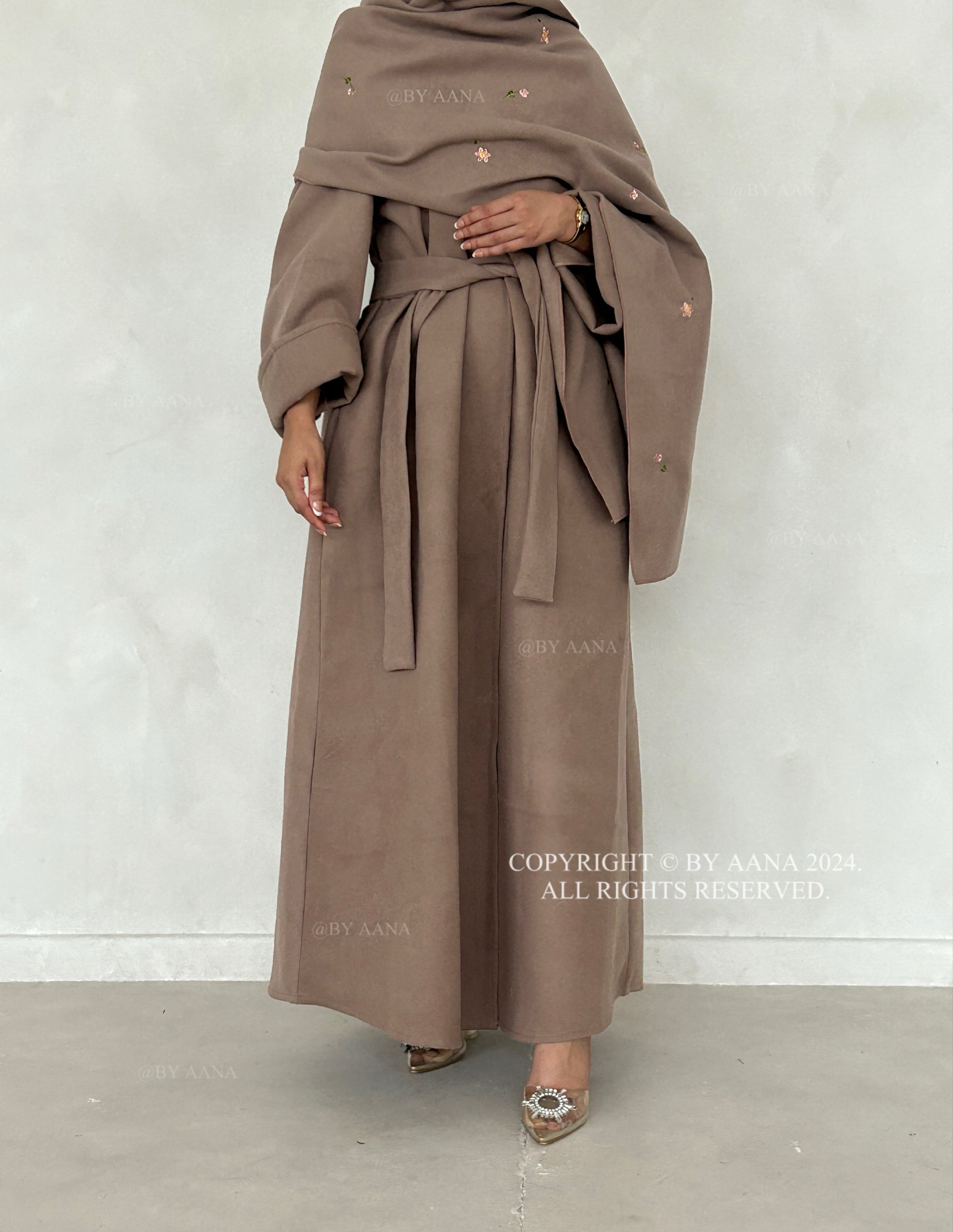 3 in 1 Coat Abaya- Brown