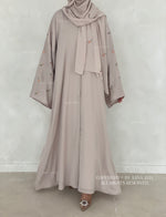 Load image into Gallery viewer, Flower And Tulip Abaya- Greige
