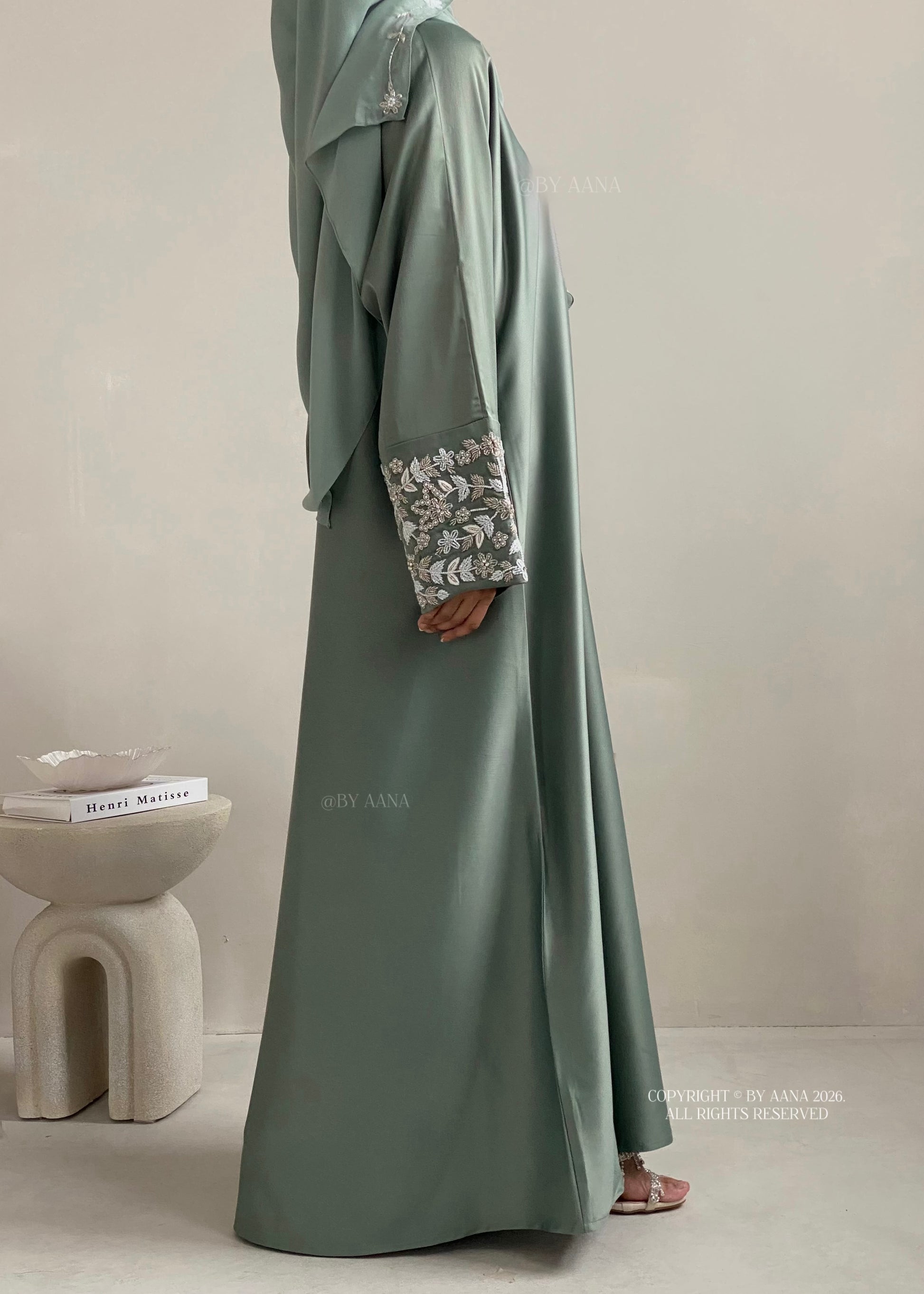 Frosted Dream Abaya- Sea Green
