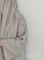 Load image into Gallery viewer, Flower And Tulip Abaya- NEW ‘Grey’ Shade
