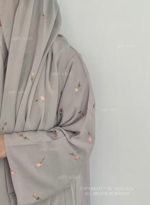 Flower And Tulip Abaya- NEW ‘Grey’ Shade